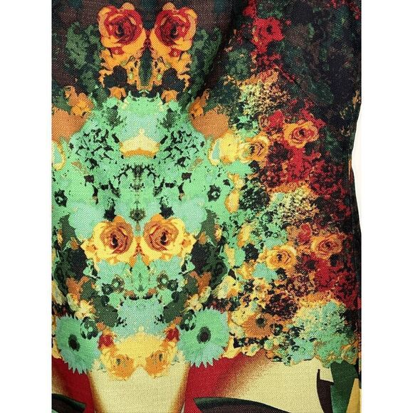 Julian Taylor Dress Green Floral Print Sleeveless Round Neck Multi-Color 14 - Picture 4 of 10